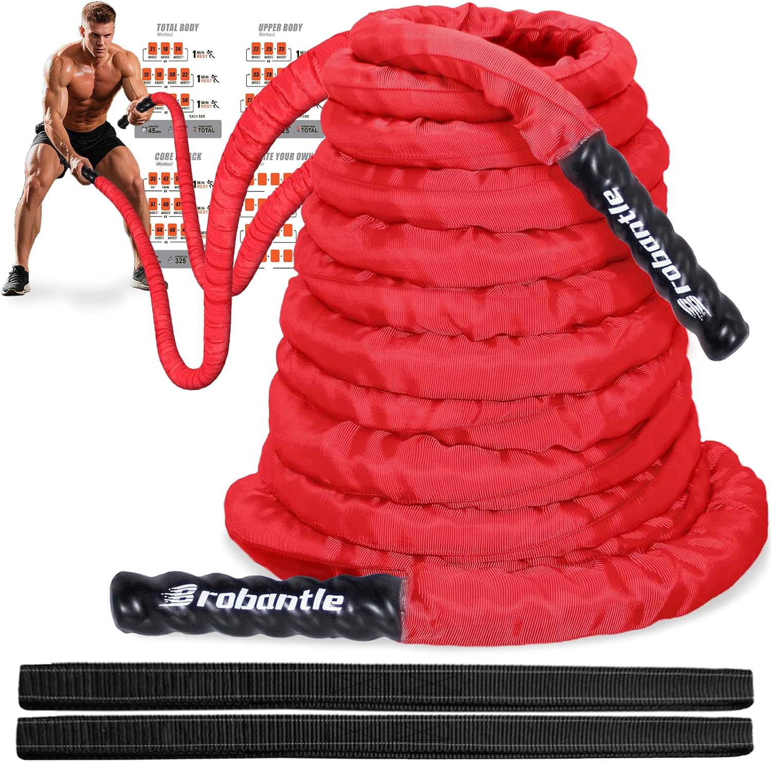 Battle Rope 1/1.26/1.5/2 Inch Diameter,Pink 30FT/40FT/50FT Exercise Workout Ropes for Home Gym Heavy Weighted Training Rope for Working Out