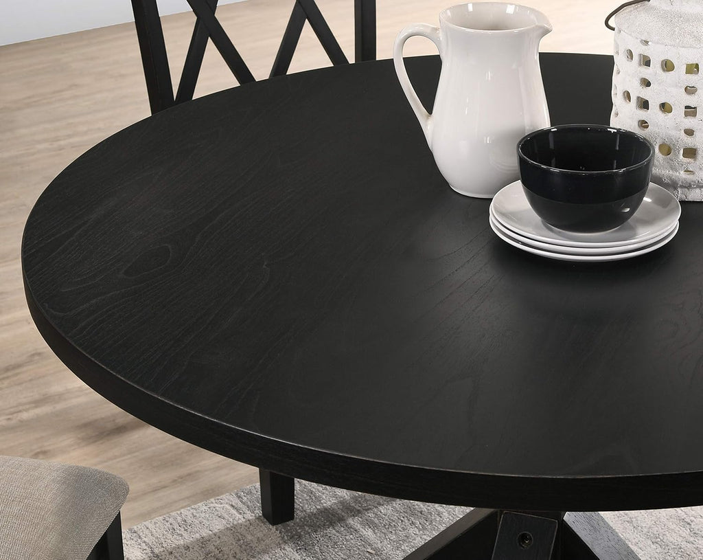 indvale Cross-Buck Wood 5-Piece Dining Set in Black