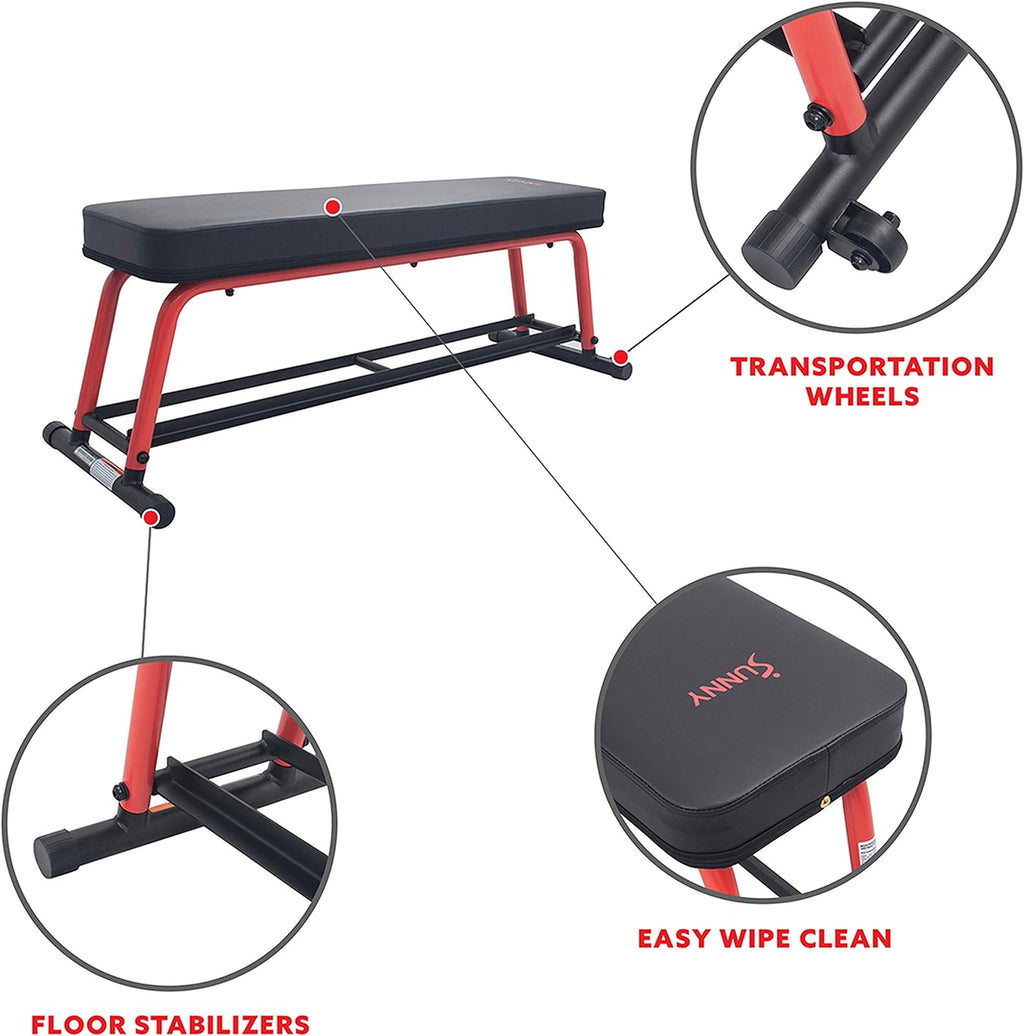 Sunny Health & Fitness Weight Bench for Heavy Duty Workouts, Exercise, Strength Training, Lifting and Home Gyms