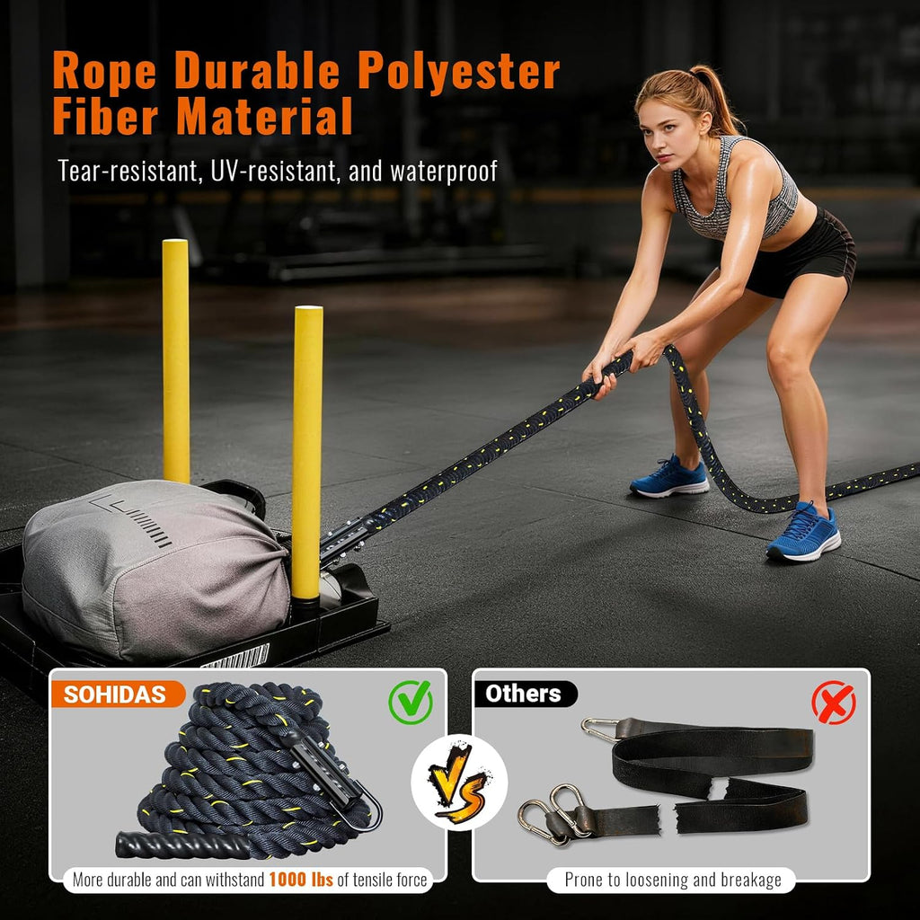 Weight Sled Rope Workout Sled Pulling Ropes, Sleds Push Gym Equipment Weight Sleds Pull Rope for Training Tire Pulling Workout Fitness Resistance Football Exercise Equipment for Men Women