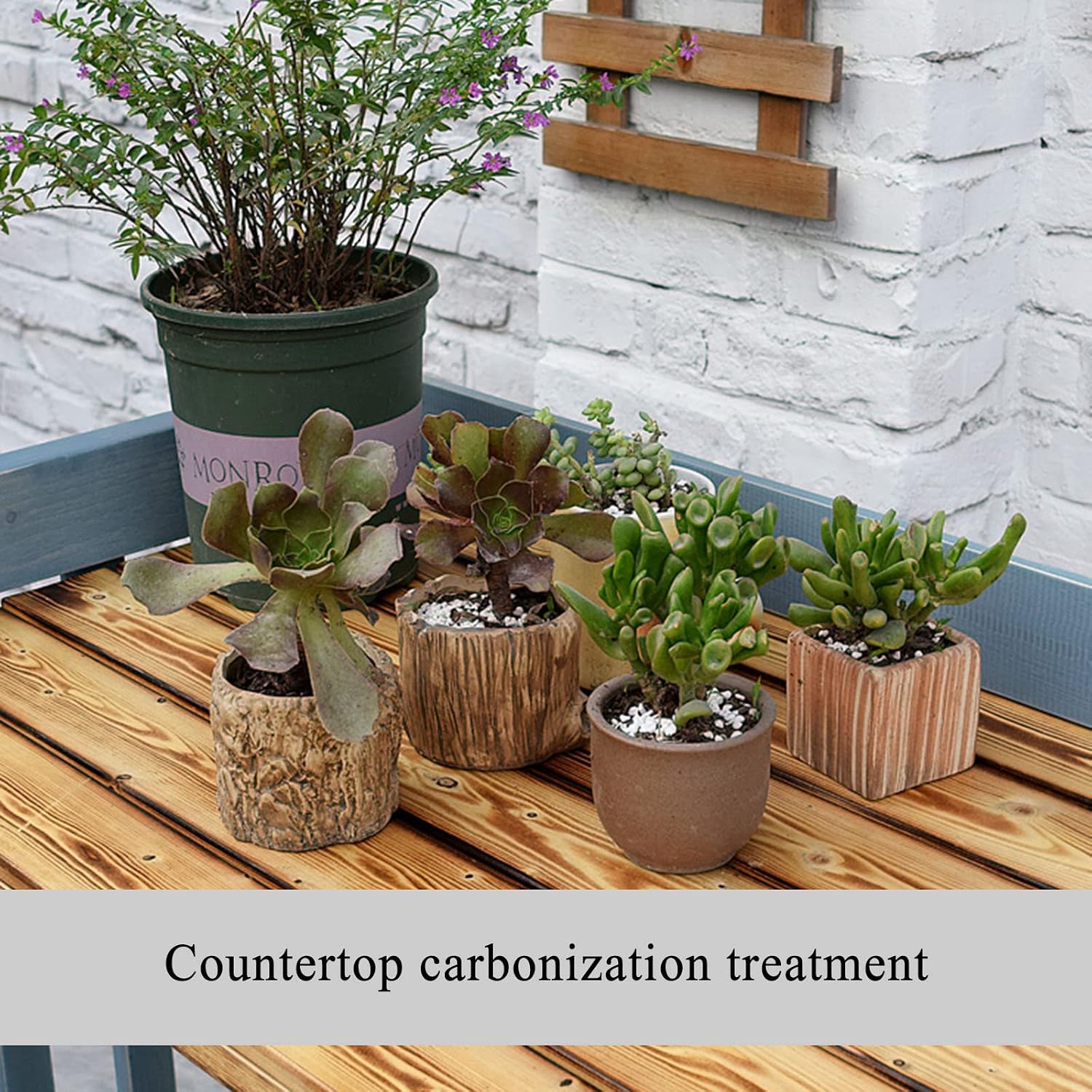 Wood Outdoor Potting Bench with Storage Shelf - Patio Garden Work Station Table - Gardening Workbench for Porch, Greenhouse, Backyard, Patio and Balcony - with Storage, Drawer, Hook (Blue D