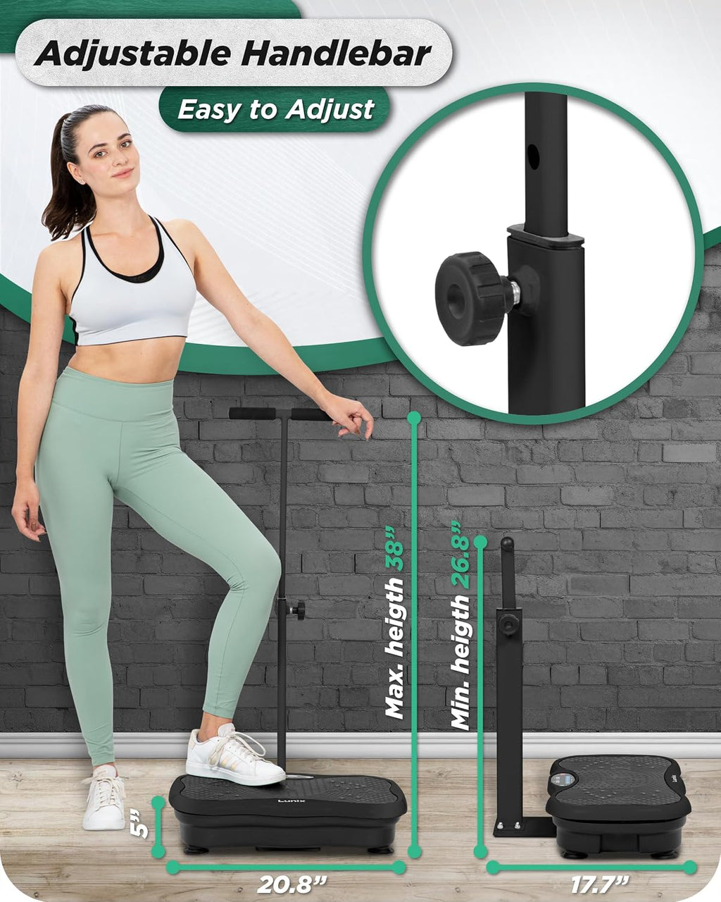 Lunix LX18 Vibration Plate Exercise Machine with Handles & Magnetic Acupoints, Power Platform for Lymphatic Drainage, Full Body Workout Home Fitness Equipment with Phone Holder