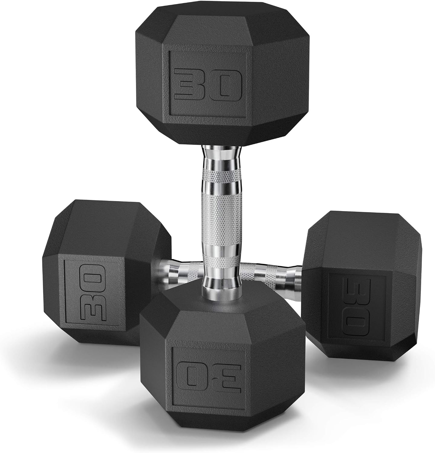 Premium Black Coated Hex Dumbbell Free Weights for Fitness Training Exercise Cast Iron PVC Coated
