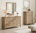 WAMPAT 2 Piece Dresser Set for Bedroom, One Farmhouse Dresser with 7 Drawers, One Baby Chest of Drawers with 5 Drawers, Wooden Closet Storage Organizer Set for Living Room, Kids Room, Oak