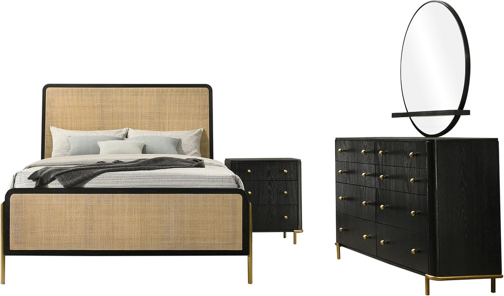 Black and Natural 4 King Bedroom Set