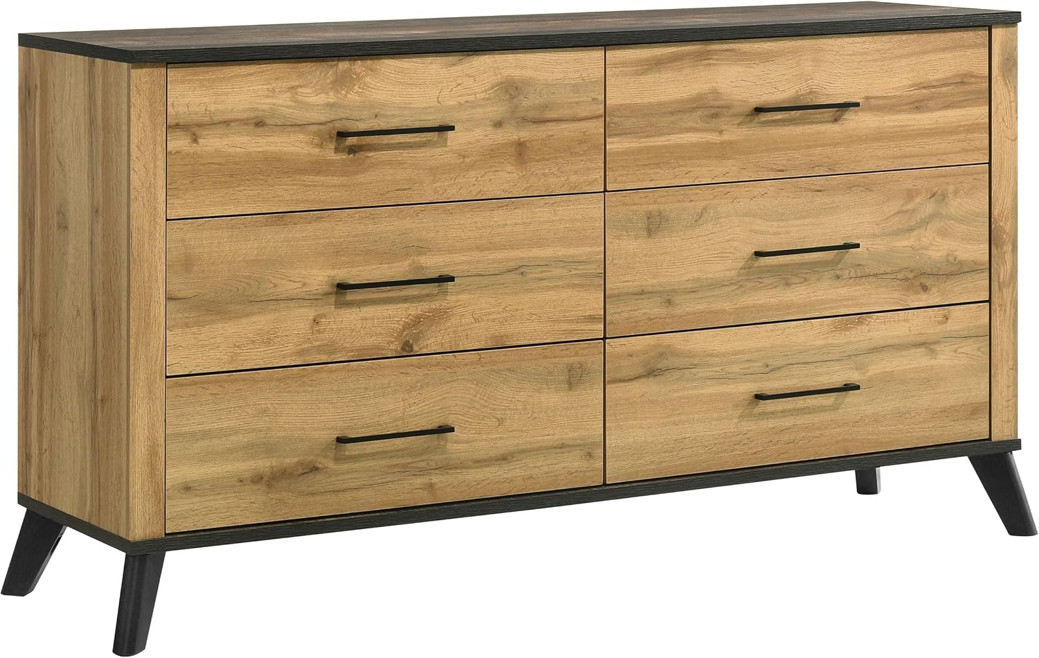 Coaster Home Furnishings Kaywood Mid-Century Modern 5-Piece Bedroom Set Full Size Panel Bed Frame 52-inch Headboard Weathered Brown and Natural Pine 225001F-S5