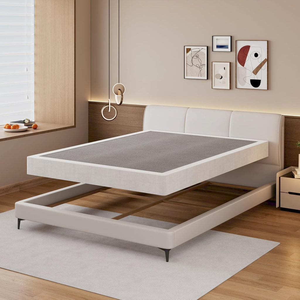 SHLAND Box Springs King 6 Inch High King Size Box Spring Strong Metal Frame Mattress Foundation with Fabric Cover, Box Spring King Size Bed, Easy Assembly
