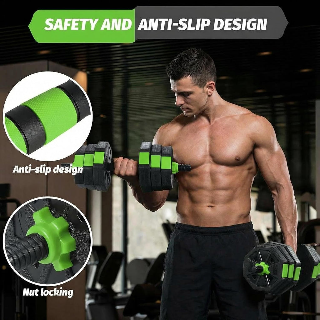 Adjustable Weight Set 88Lbs, 4-in-1 Dumbbell Set and Barbell Weight Set for Home Gym, Converts to Kettlebell & Push-Up Stand, Free Weights Dumbbells Set for Men & Women Full Body Workout