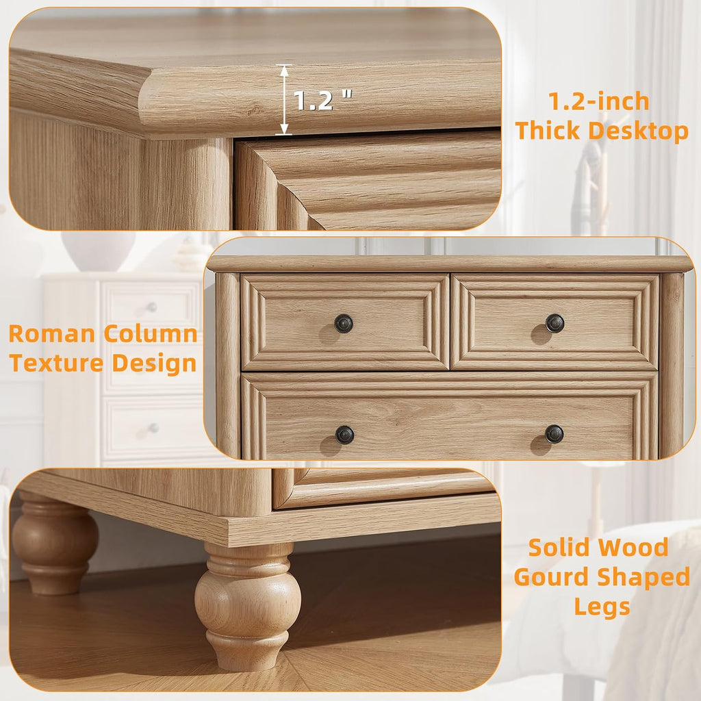 RWYHG Farmhouse 6 Drawer Dresser, 15.75'D x 31.5'W x 43.5'H Chest of Drawers for Bedroom, Natural Tall Dresser with 4 Solid Wood Feet, Wood Storage Dressers Organizer for Living Room Hallway Closet