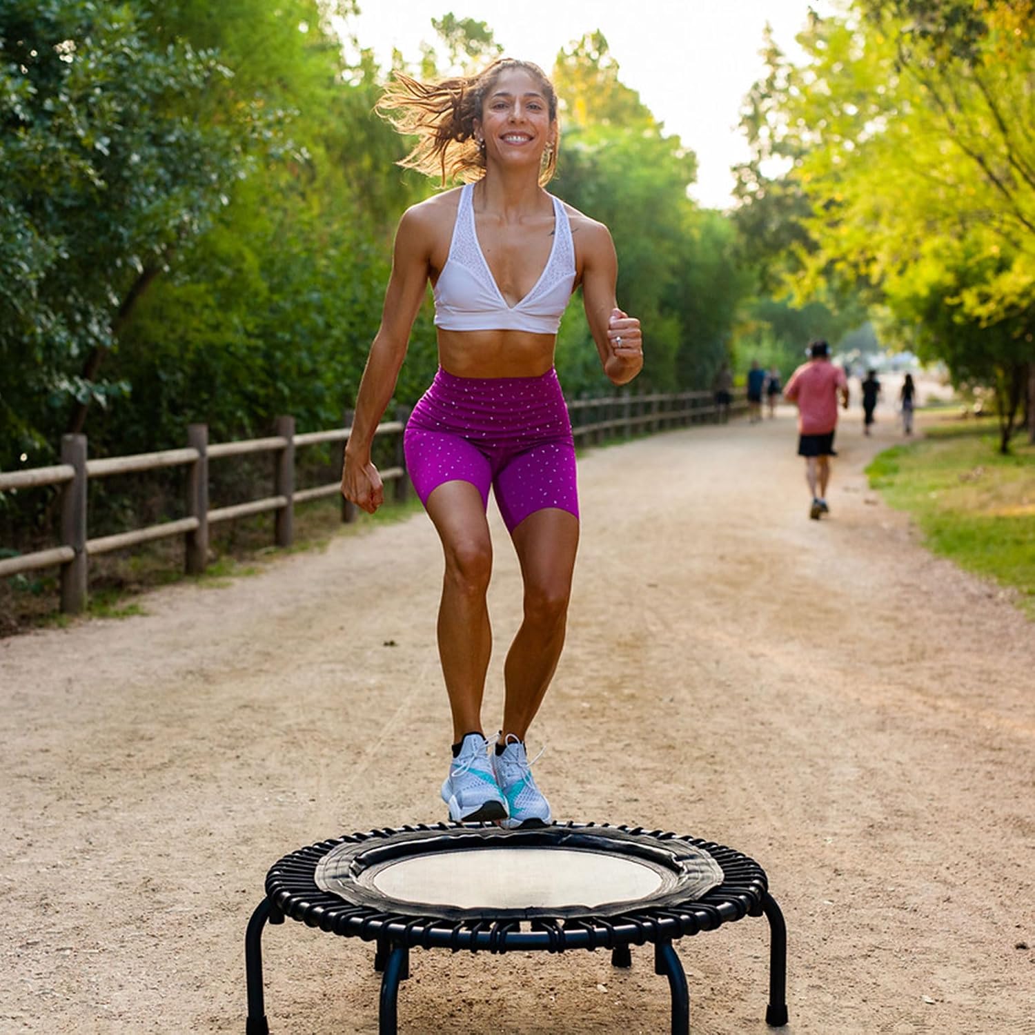 JumpSport 350 PRO 39 Inch Fitness Trampoline Indoor Rebounder Cardio Workout Equipment 300 lb Capacity