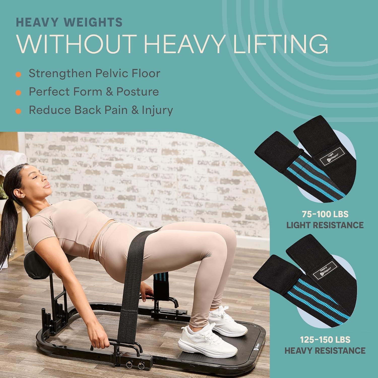 Lifepro Hip Thrust Machine – Adjustable Glutes Workout Equipment for Home – GluteBlast Foldable Booty Builder, Sissy Squat Machine, Thrust Glute Bench, Home Gym Glute Workout