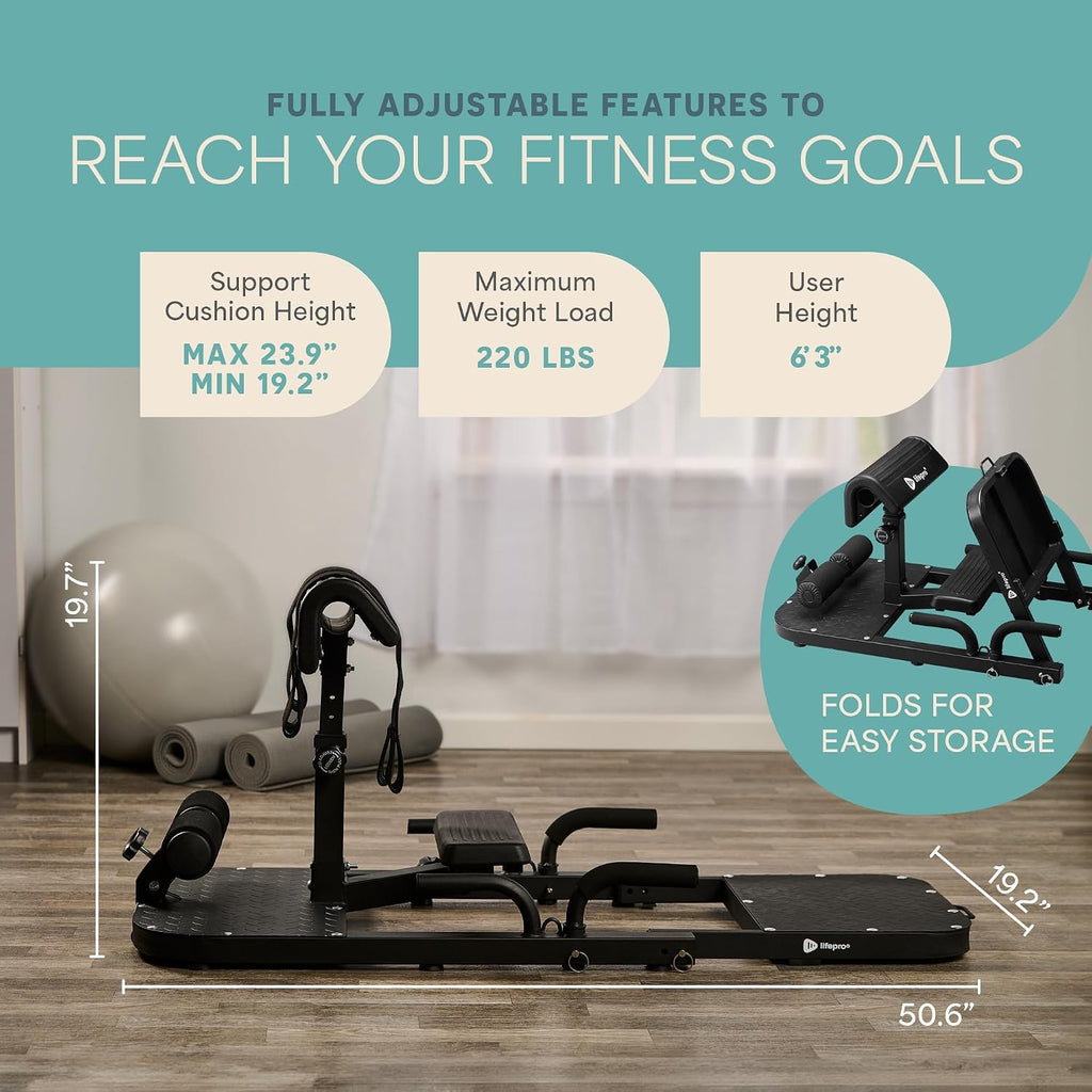 Lifepro Hip Thrust Machine – Adjustable Glutes Workout Equipment for Home – GluteBlast Foldable Booty Builder, Sissy Squat Machine, Thrust Glute Bench, Home Gym Glute Workout