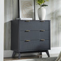 T4TREAM Fluted 3 Drawer Dresser, 32' Tall Modern Chest of Drawers with Faux Marble Top, Curved Profile Design, Wood Drawer Organizer for Bedroom, Living Room, Hallway, Entryway, Dark Grey