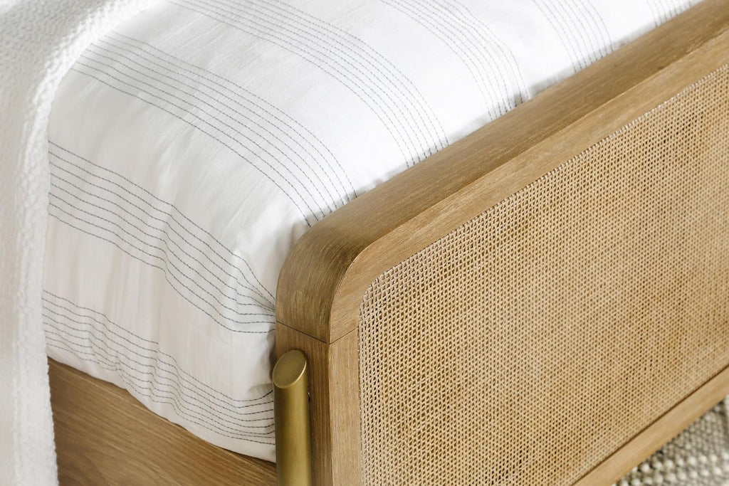 Coaster Home Furnishings - Arini - Wood - Rattan Eastern King Panel Bed with Woven Cane, Metal Tube Legs, and Tall Headboard - Bedroom - Sand Wash and Natural Cane - 224300KE