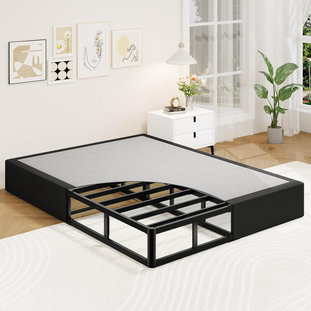 Awesofurni King Box Spring, 10 Inch High Profile King Size Box Spring Only, Black 3000 lbs Heavy Duty Metal Frame Mattress Foundation with Fabric Cover, Easy Assembly-Noise Free