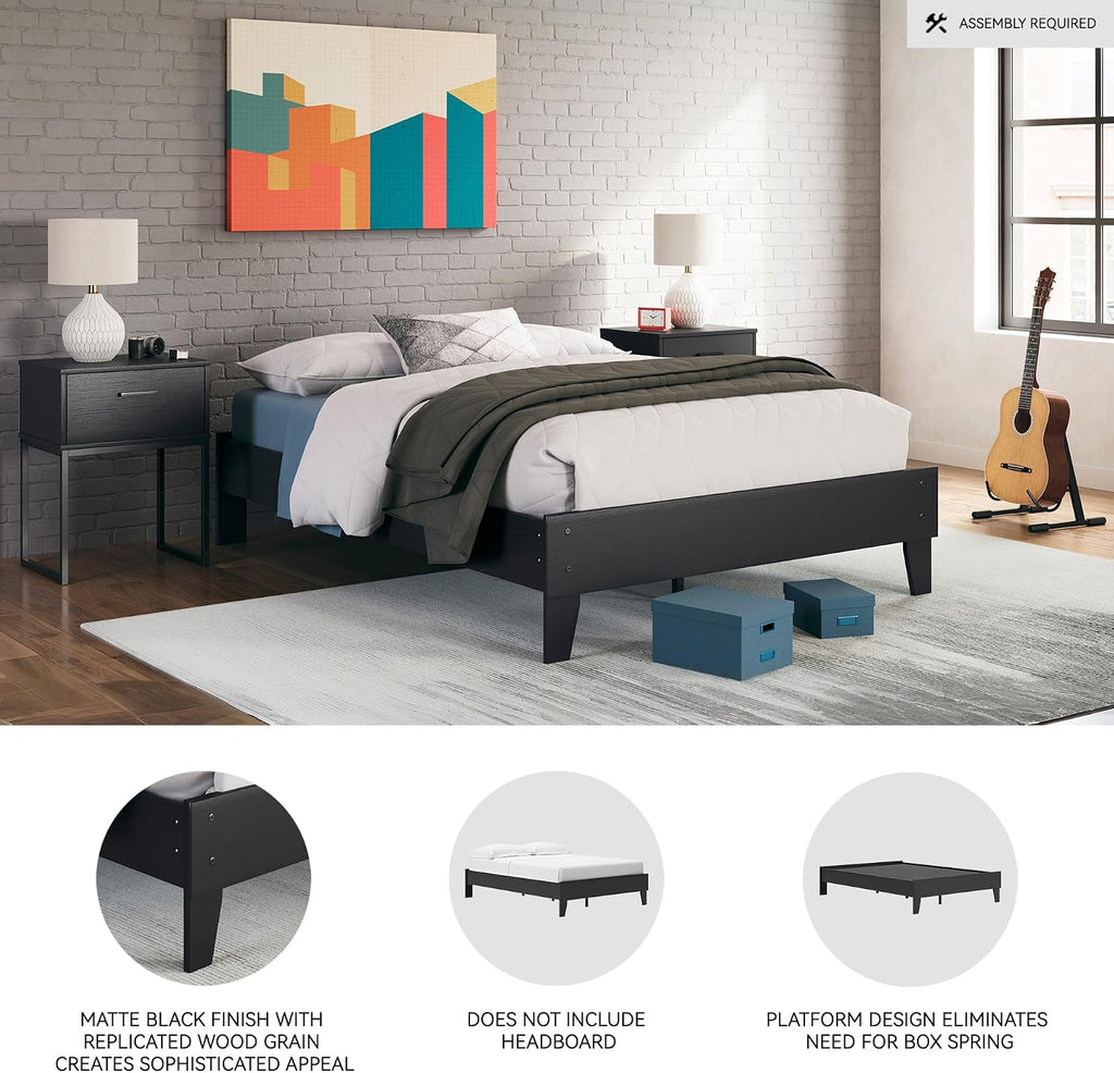 Signature Design by Ashley Socalle Casual Full Platform Bed with Metal Slats, No Box Spring Needed, Black
