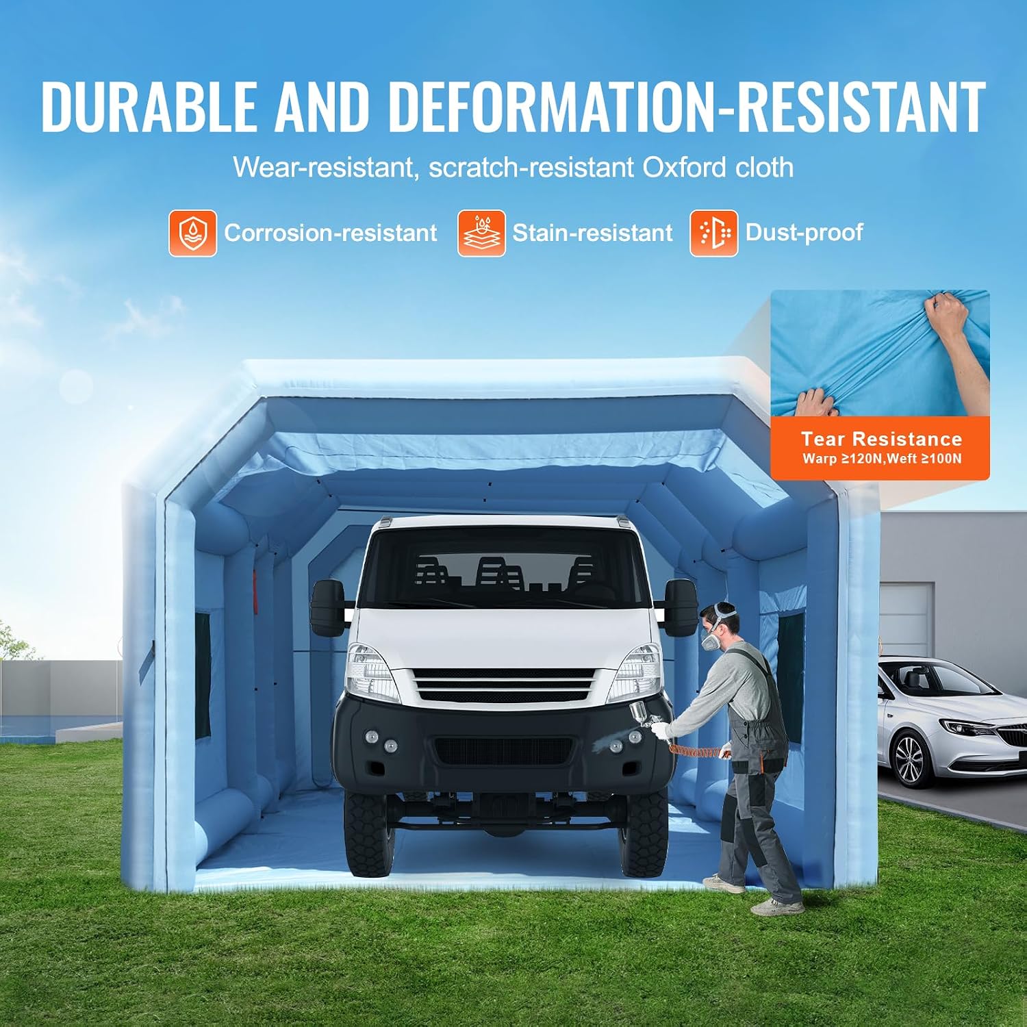 VEVOR Inflatable Paint Booth, Portable Car Paint Booth for Large Truck, 29.5 x 15.7 x 11.8 ft, with 950W+750W Powerful Blowers and Air Filter System, Van, Machinery