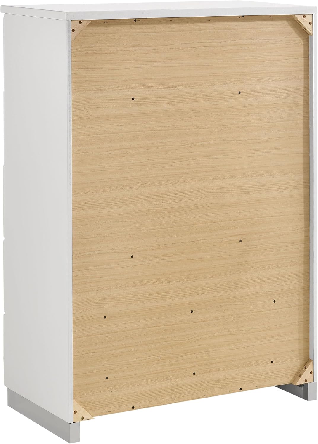 Coaster Home Furnishings Felicity Contemporary 5-Piece Bedroom Set Full Size LED Panel Bed Frame 49-inch Headboard White High Gloss 203500F-S5