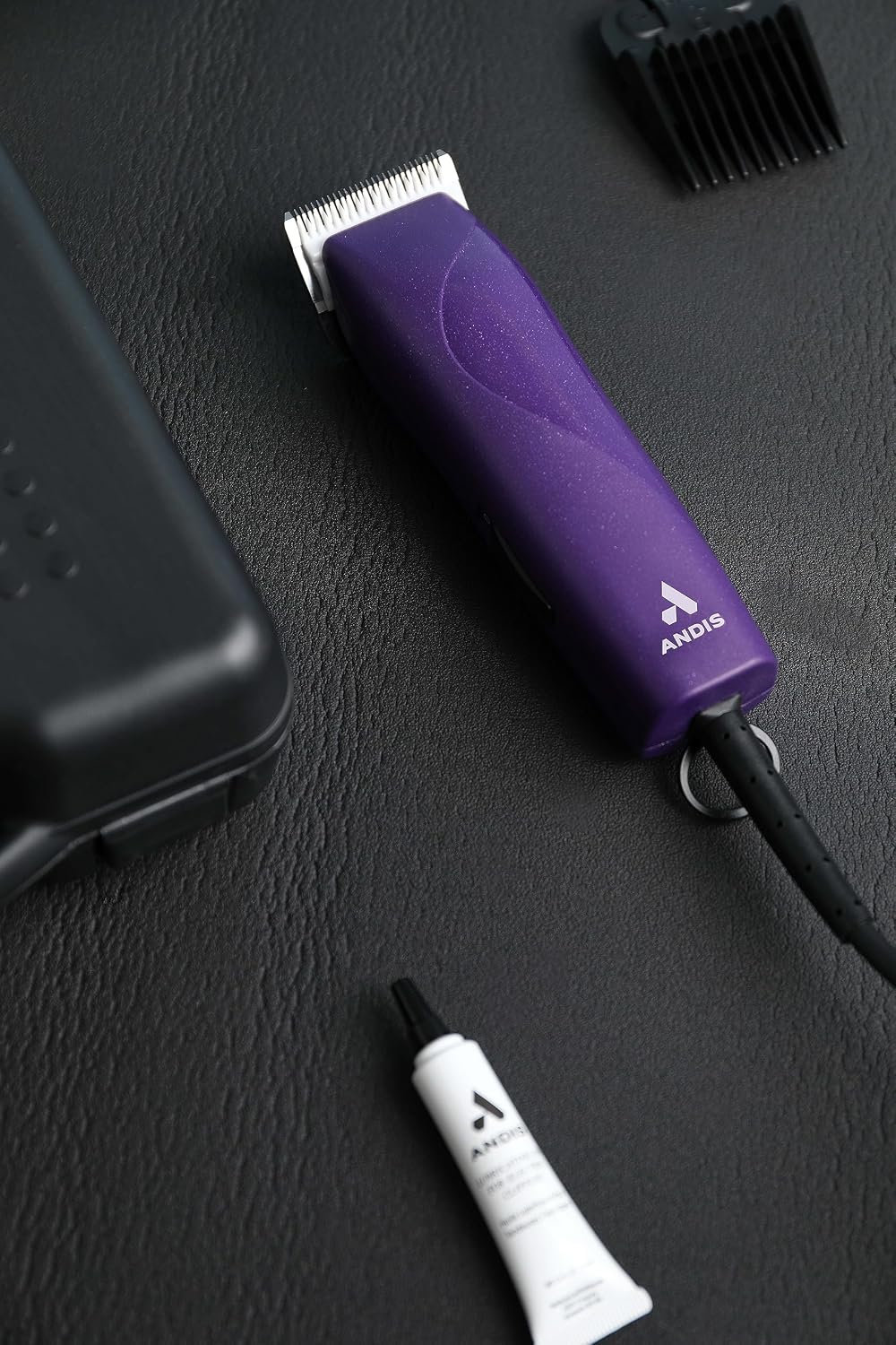 Andis 24820 EasyClip Professional-Animal 7-Piece Detachable Ceramic Blade Clipper Kit, Frustration Free Packaging, Purple