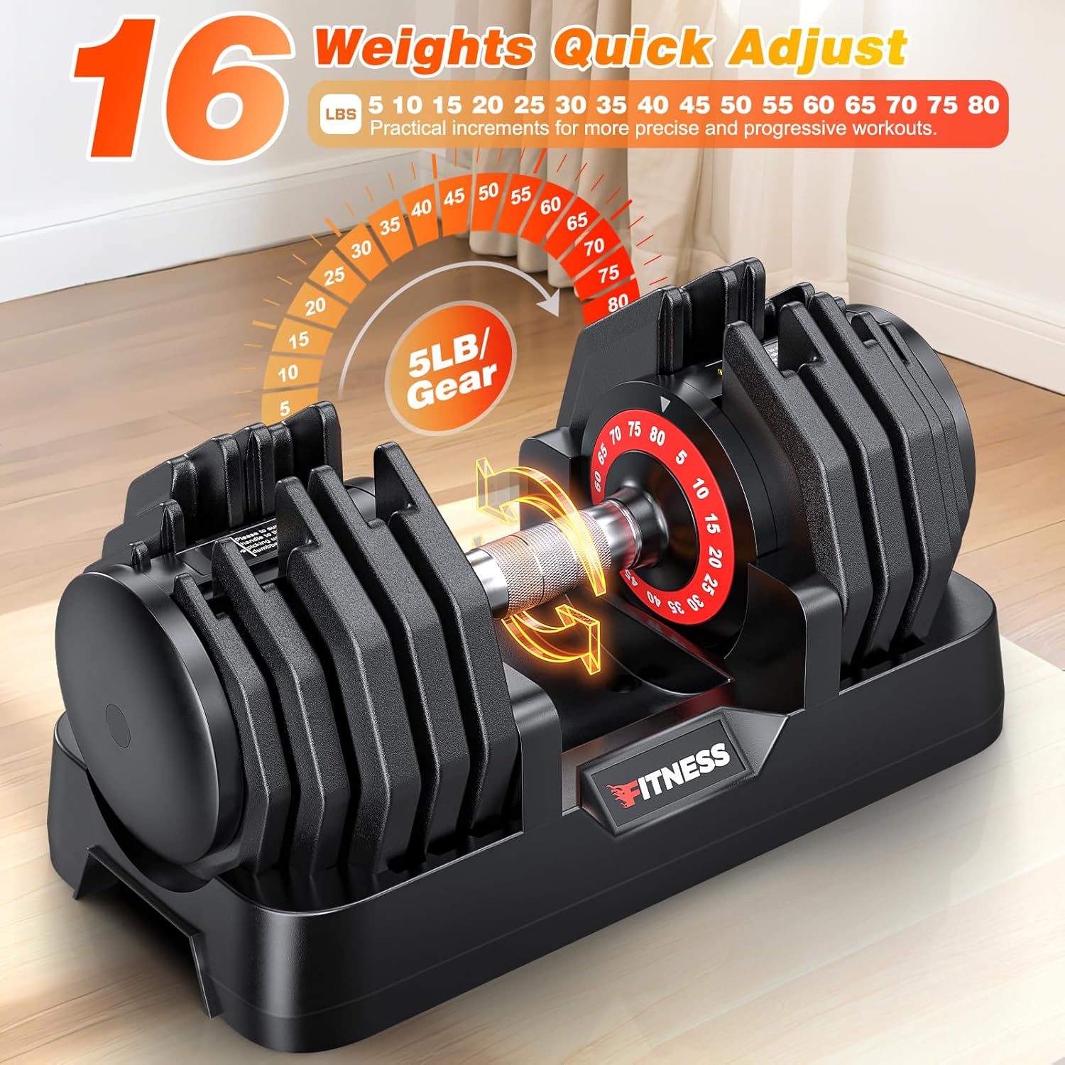 XDDIAS Adjustable Dumbbells Set of 2 for Strength Training, One-Hand Quick Adjust, 25/55/80/90 lbs Options, Anti-Slip Grip Handle, Compact Home Gym Weights for Men Women