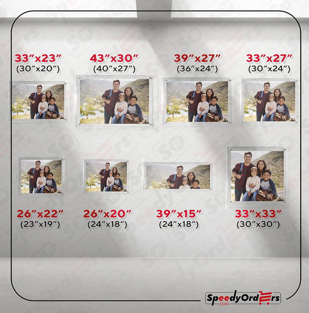 SPEEDYORDERS Clear Acrylic Wall Mount Photo Frame 20'x24' Gold Anchors | Double Acrylic Floating Photo Frame | Clear Acrylic Double Panel Photography Display