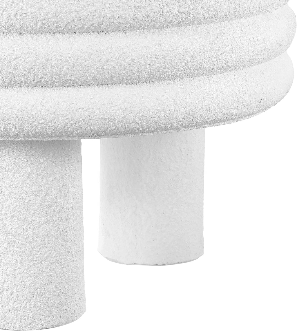 JONATHAN Y Rashida 13.5' Ribbed Polyresin Indoor Outdoor Table, White | Contemporary Curvy Minimalist Silhouette, Stacked Ring Motif, Tripod Pillar Base, Weather Resistant, Frosted Finish