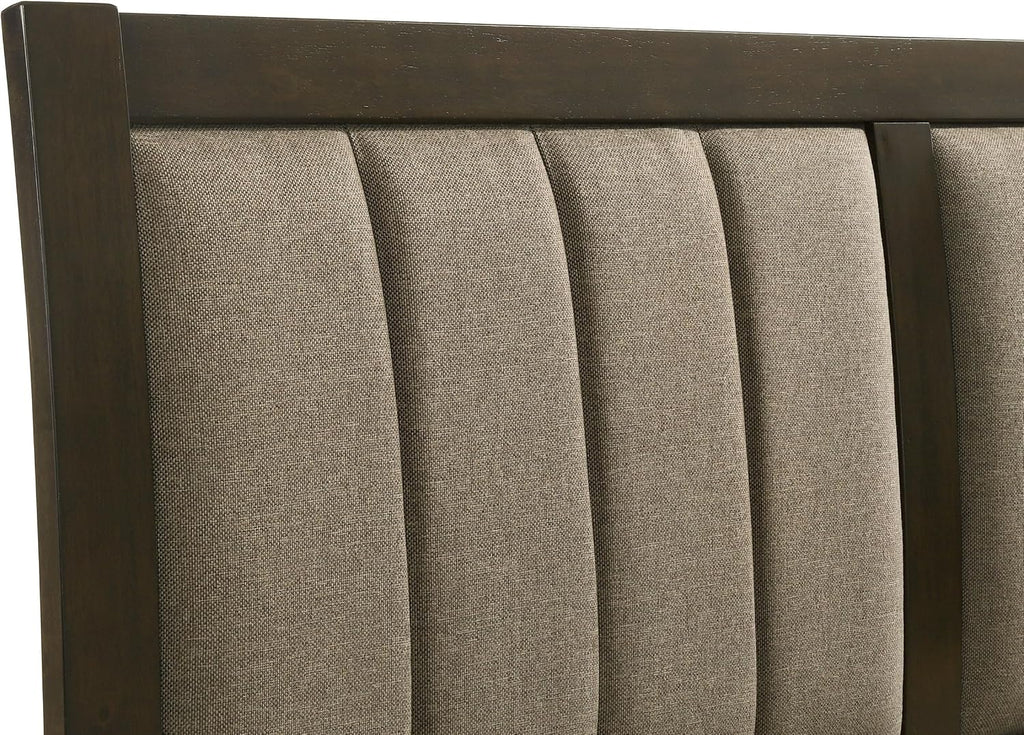 Coaster Home Furnishings Wilkes Transitional 5-Piece Bedroom Set Fabric Upholstered Full Size Panel Bed Frame 51-inch Headboard Dark Cocoa 224421F-S5