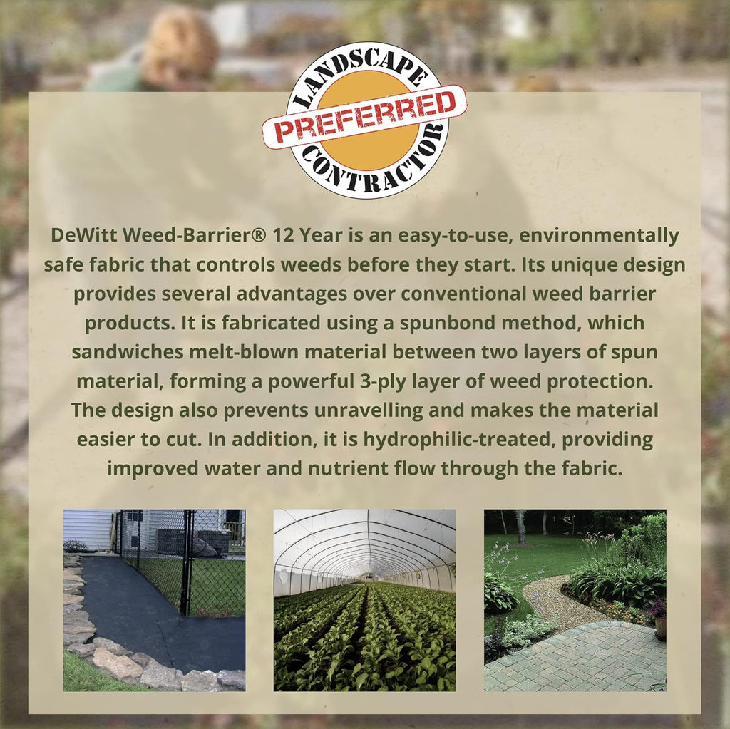Pro 3 oz Landscape Fabric, Black, 6 x 300 Feet – Heavy-Duty Weed Control and Ground Cover for Gardens, Beds, Mulch, Outdoor Landscaping, and Yard Areas