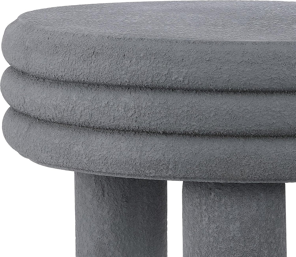 JONATHAN Y Rashida 13.5' Ribbed Polyresin Indoor Outdoor Table, Gray | Contemporary Curvy Minimalist Silhouette, Stacked Ring Motif, Tripod Pillar Base, Weather Resistant, Frosted Finish