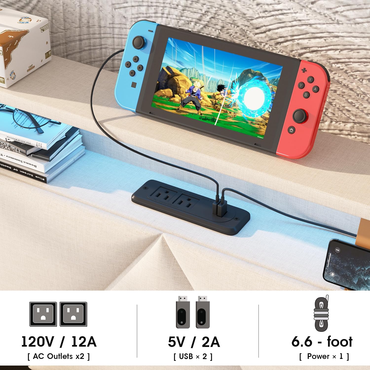Vabches Full Bed Frame with Storage Headboard and 4 Drawers,Upholstered Platform with Charging Station and Led Lights,Adjustable Headboard,No Box Spring Needed,Beige