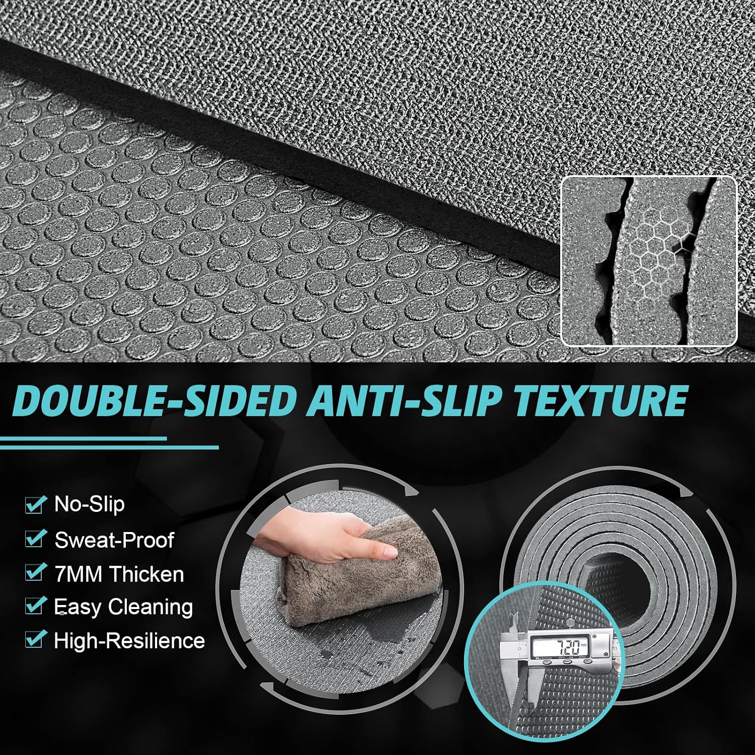 Large Exercise Mat 8'x5'|12'x6'|6'x4'|6'x2' Workout Mat for Home Gym Mats Exercise Heavy Duty Gym Flooring Fitness Mat Large Yoga Mat Cardio Mat for Weightlifting, Jump Rope, MMA, Shoe-Friendly
