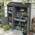 Outdoor Potting Bench Large Wood Garden Storage Cabinet with Waterproof Roof 3-Door Potting Table for Backyard Patio and Garden Organization,Gray