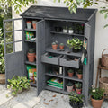 Merax Potting Bench with Hutch,71.6' H Solid Fir Wood Garden Workstation, 7 Storage Shelves, 2 Drawers and 6 Hooks for Backyard, Gray