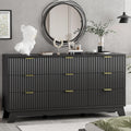 Xixini Fluted Dresser for Bedroom with 9 Drawers, 57' Wide Chest of Drawers with Metal Handle, Modern Wood Dresser TV Stand, Wooden Closet Clothes Storage Organizer for Living Room, Hallway, Black