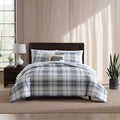 Eddie Bauer - King Comforter Set, Reversible Cotton Bedding with Matching Shams, Plaid Home Decor (Alder Blue/Grey, King)