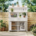 65inch Garden Potting Bench Table, Fir Wood Workstation with Storage Shelf, Drawer and Cabinet,for Outdoor Indoor Use