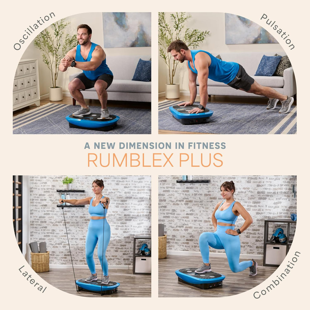 Lifepro 4D Vibration Plate Exercise Machine — Triple Motor, 7 Presets, 60 Speeds Rumblex Plus/Pro Vibrating Platform with Wrist Remote — Whole Body Shaker Vibration Plate for Lymphatic Drainage