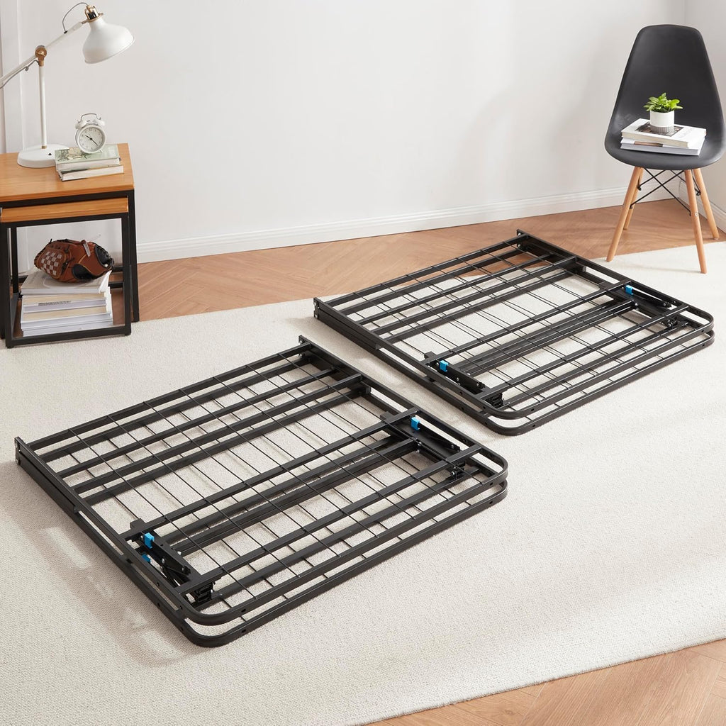 Nestl Foldable Queen Bed Frame, Platform Bed Frame, Steel, Easy Tool Free Assembly, 14 Inches High, Queen, Black