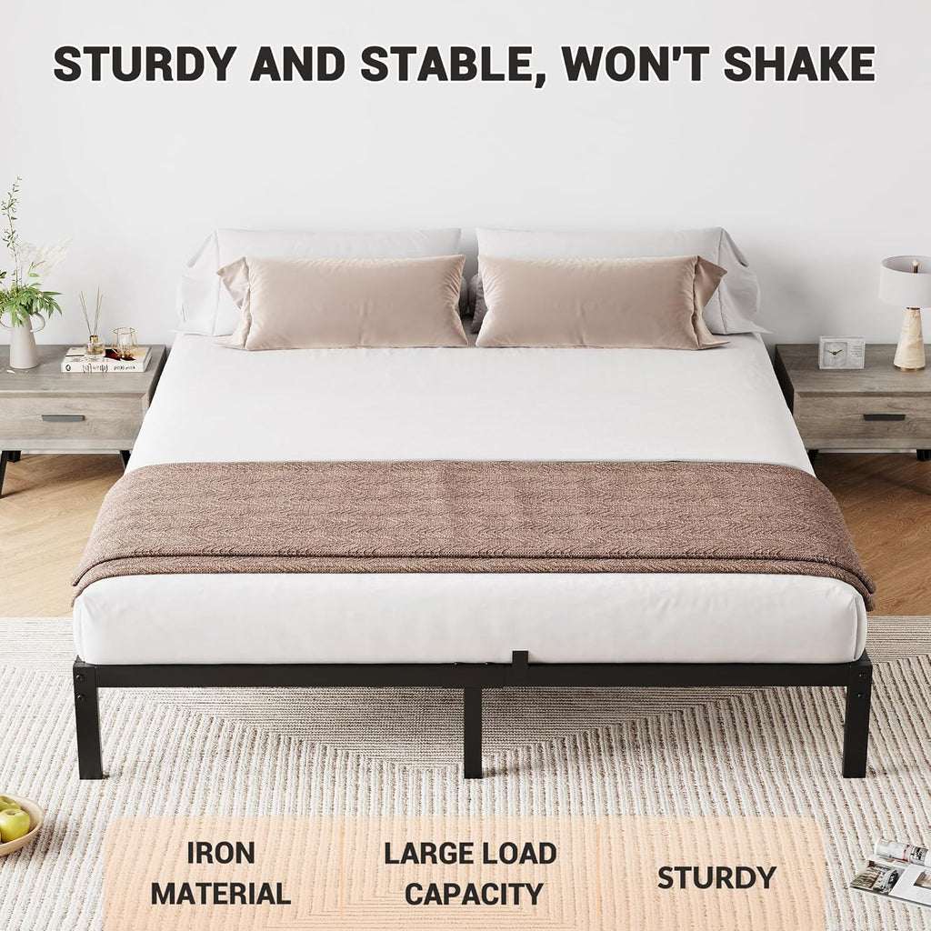 IDEALHOUSE 6 Inch California King Bed Frames with Under Bed Storage, Heavy Duty Mattress Foundation, Easy Assembly, No Box Spring Needed,84''Dx72''Wx6''H Platform Bed for Bedroom, Apartment, Metal