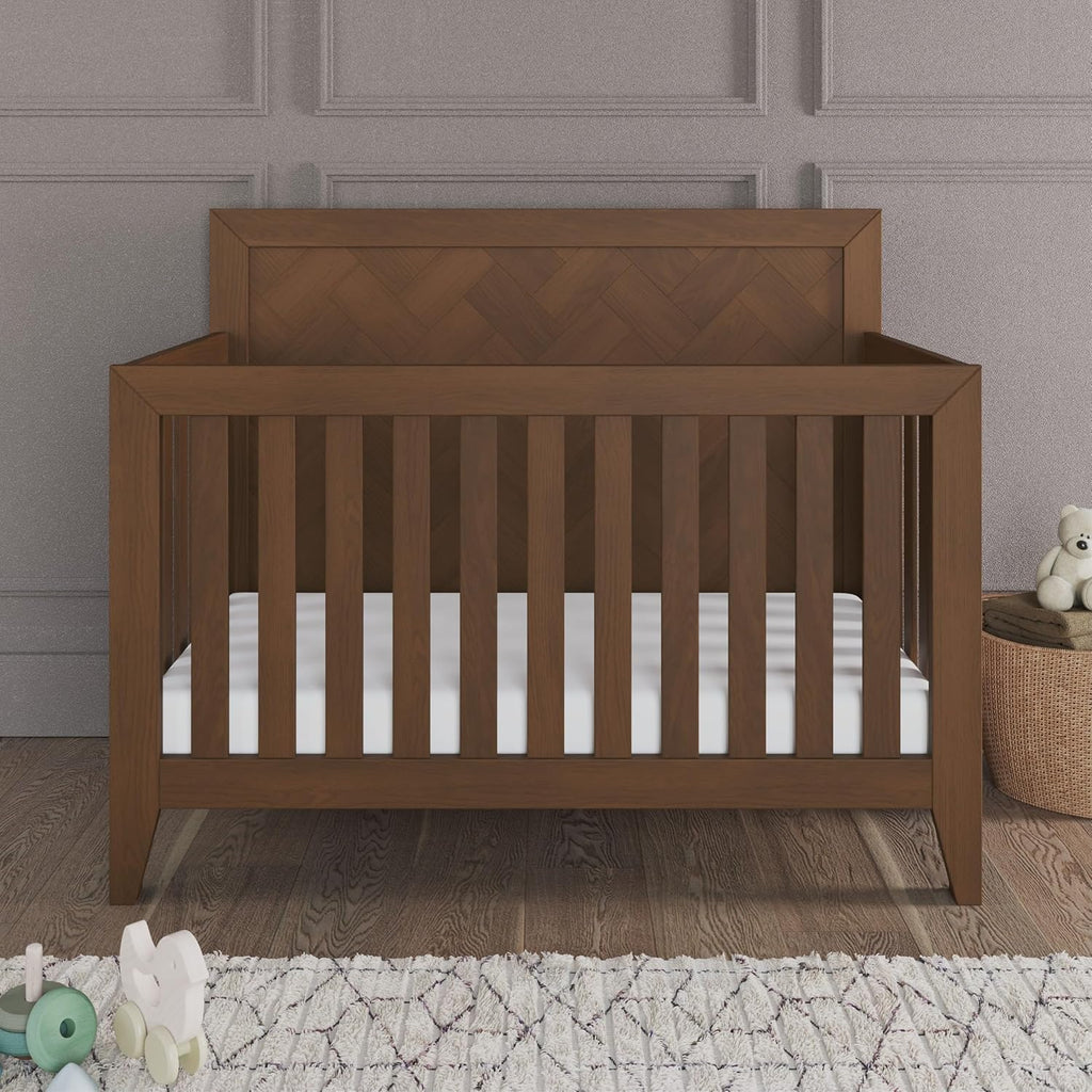 Child Craft Kieran Crib, Double Dresser and Chest Nursery Set, 3-Piece, Includes 4-in-1 Convertible Crib, Dresser and Chest, Grows with Your Baby (Toasted Chestnut)