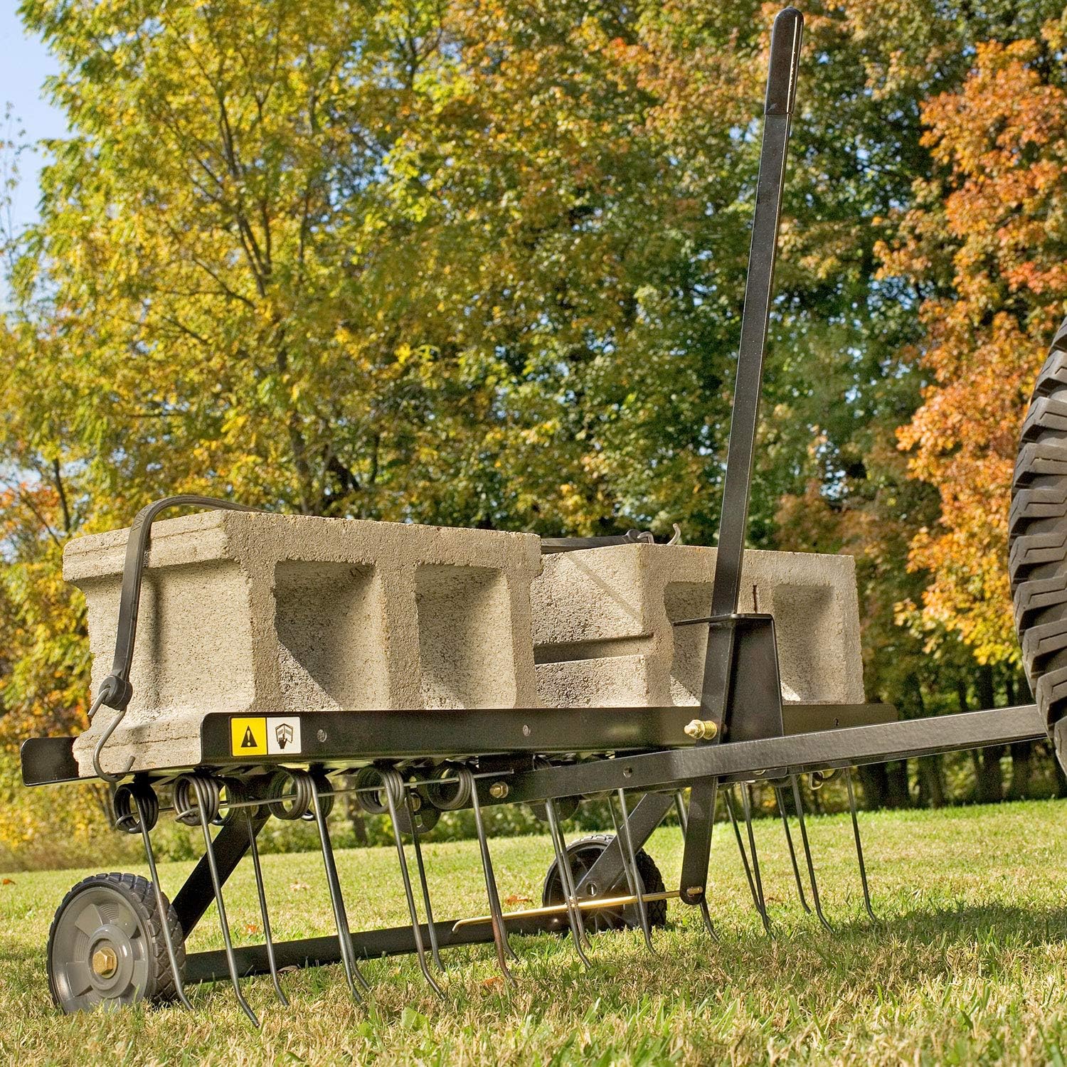 Brinly DT-402BH-A Tow Behind Dethatcher with Transport Mode, 40', Matte Black