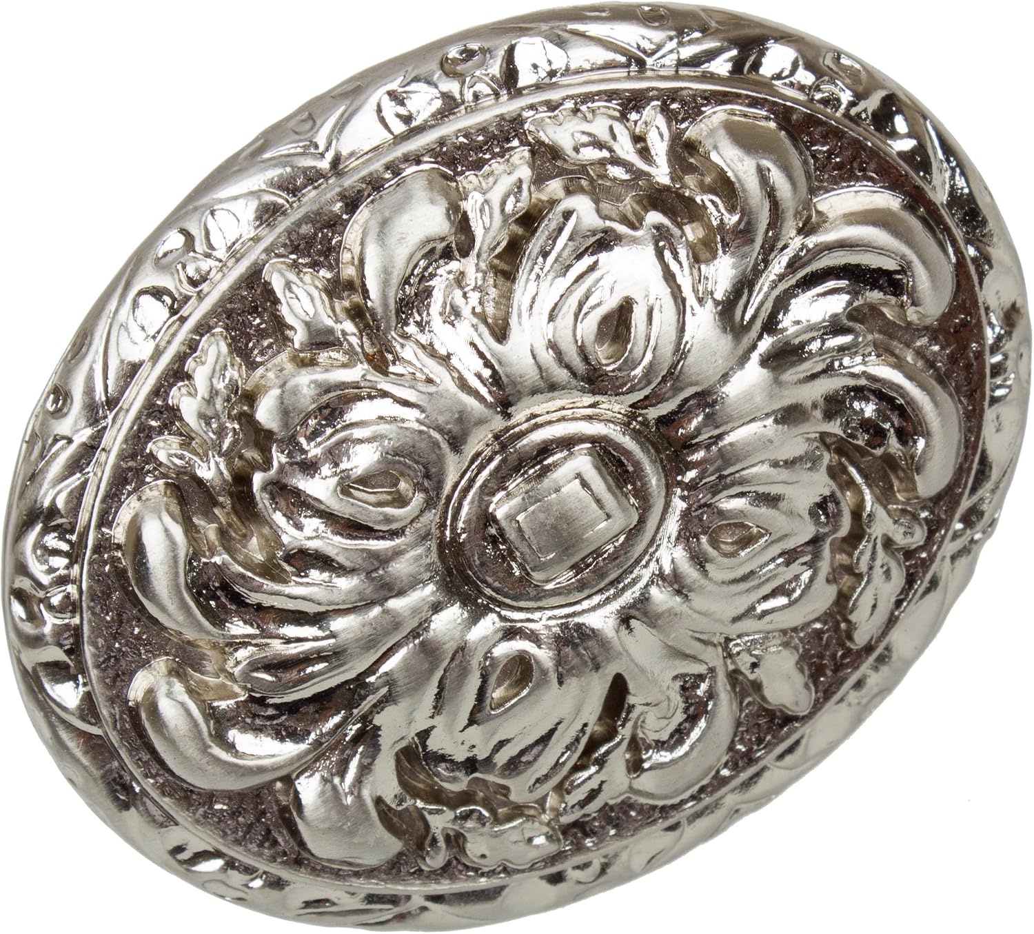 GlideRite Hardware 5710-SN-50 Old World Ornate Oval Cabinet Knobs, 50 Pack, 2', Satin Nickel
