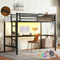 Bellemave Metal Twin Size Loft Bed with Desk and Charging Station,Heavy Duty Loft Bed Frame with LED Lights and USB for Kids,Teens,Adults,Twin Size,Black