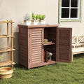 Potting Bench with Storage Cabinet and Metal Table Top - Outdoor Patio Garden Furniture Wood Workstation - Spacious Interior for Organizing Garden Supplies and Outdoor Gear (Brown)