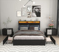 Bellemave Queen Size Bed Frame with 4 Storage Drawers and Charging, Queen Size Bed Frame with Headboard and Charging Station and with Led Lightstation, No Box Spring Needed, (Queen, Black)