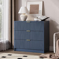 MAISONARIA Fluted Dresser for Bedroom, 32 Inch Wide Nightstand with Large Drawer, 3 Drawer End Table for Bedroom, Living Rooms, Offices, and Entryways, Navy Blue