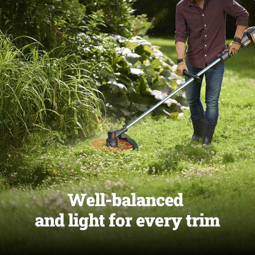 Worx Cordless String Trimmer, 15' Electric Weed Wacker with Dual-exit Bump-Feed Head, 25CC Gas-Like 40V Weed Eater with Brushless Motor, 2 × 4.0 Ah Batteries & Charger Included, WG185
