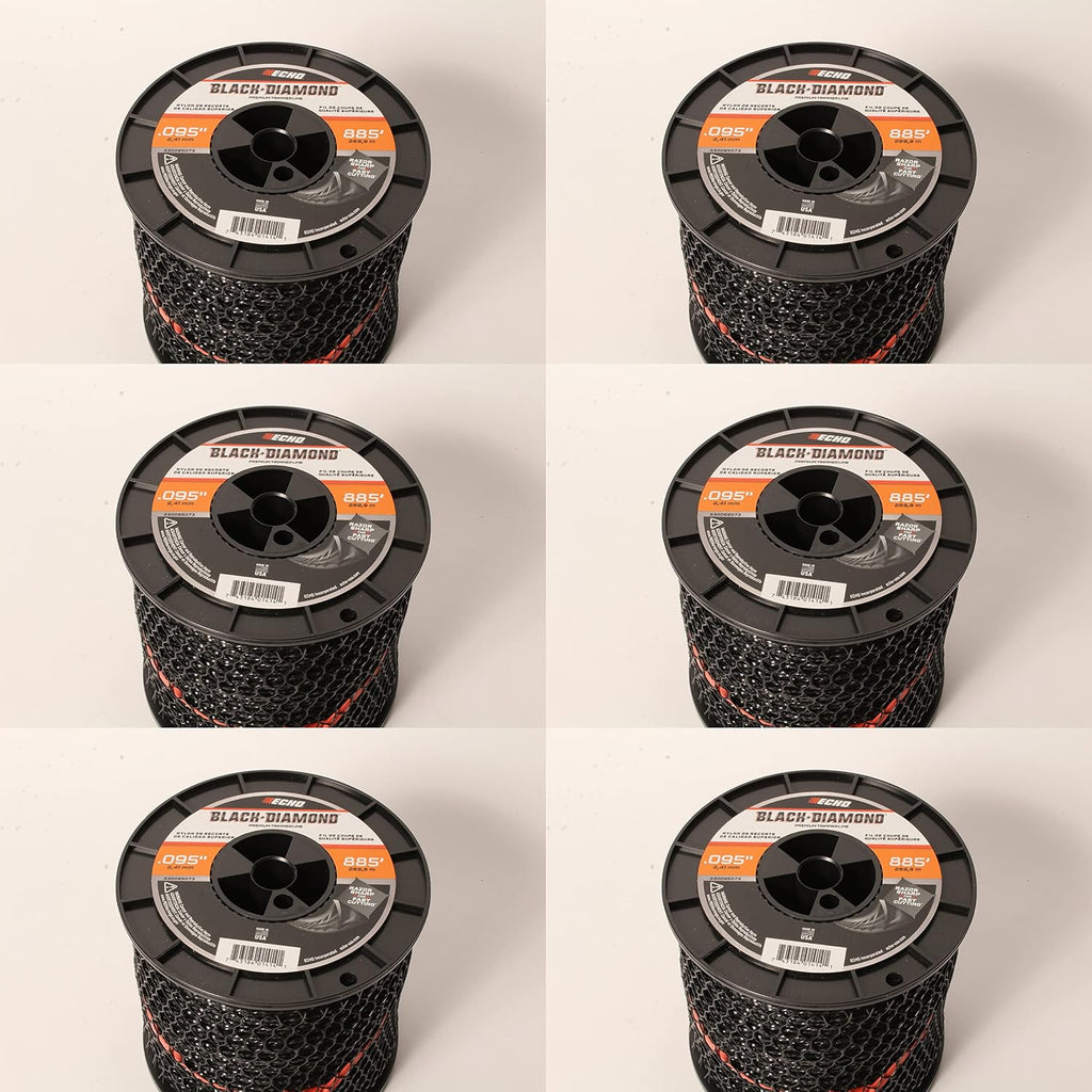 Echo 6 PK 330095073 .095' Black Diamond Trimmer Line Spool 885' Square Twisted