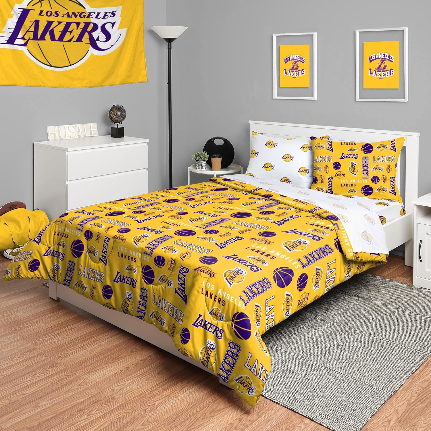 FOCO Unisex-Adult NBA Team Logo Bed in a Bag Comforter, Sheets, Pillow Cases Bedding 5-Piece Set