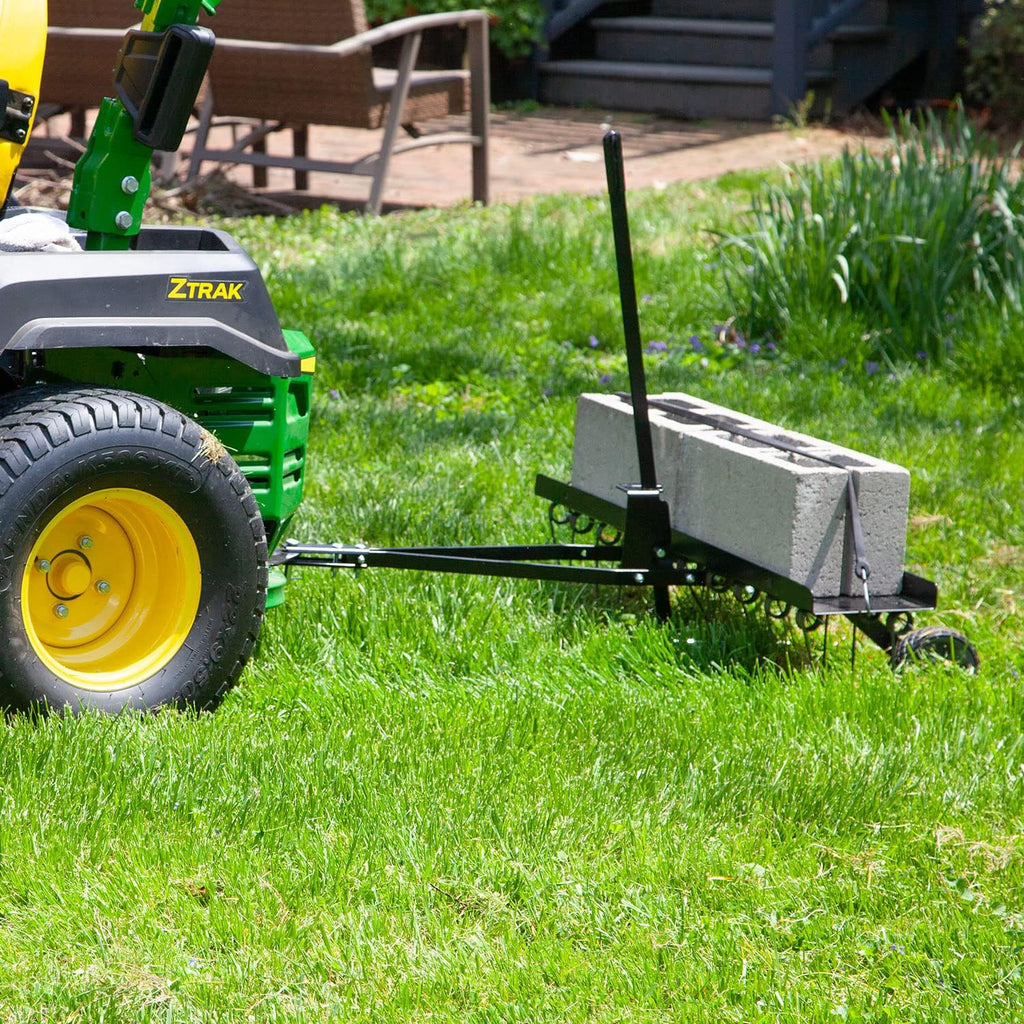 Brinly DT-402BH-A Tow Behind Dethatcher with Transport Mode, 40', Matte Black